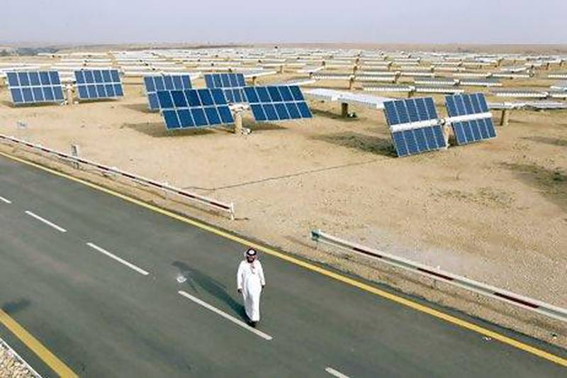 A field of solar panels at the King Abdulaziz city of Sciences and Technology, Al Oyeynah Research Station, Saudi Arabia. Fahad Shadeed
