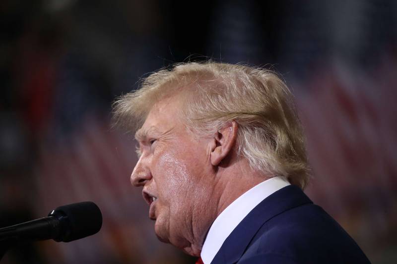 Former president Donald Trump went on the offensive at a rally in Pennsylvania on Saturday, calling President Joe Biden an 'enemy of the state'. Getty / AFP