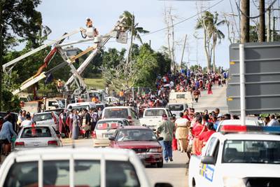 Nuku'alofa thronged with well-wishers. Getty Images