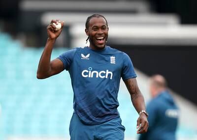 England's Jofra Archer during the nets session at the Kia Oval, London. PA