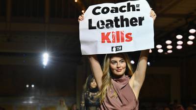 Demonstrators from the animal protection group Peta protested about Coach's use of leather. AFP