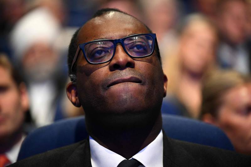 Britain's Chancellor of the Exchequer, Kwasi Kwarteng, at the opening day of the Conservative Party Conference in Birmingham, England, on Sunday. AFP