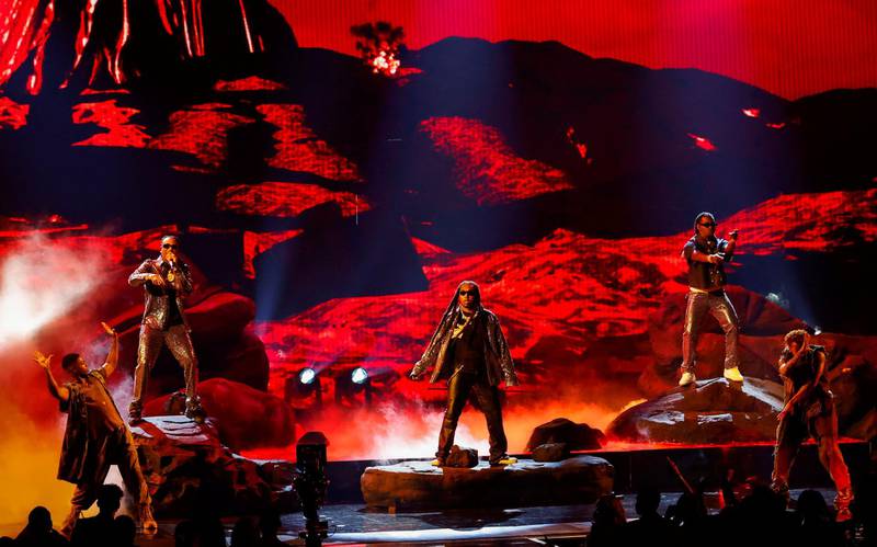 Migos perform during the BET Awards. Reuters