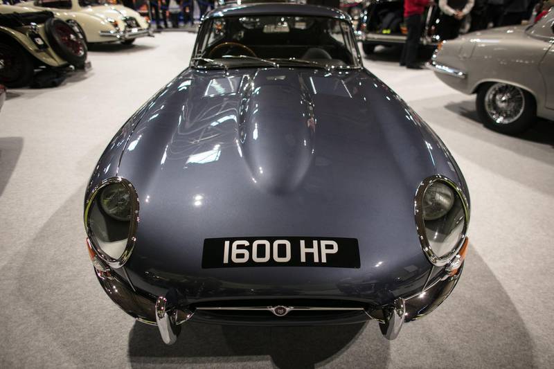 BIRMINGHAM, ENGLAND - NOVEMBER 10:  A E-Type Jaguar is pictured on the first day of the Lancaster Classic Motor Show at the NEC Birmingham on November 10, 2017 in Birmingham, England. According to a recent survey by the Federation of British Historic Vehicles Clubs, the historic vehicle industry currently generates revenues in excess of Â£5.5 billion per year for the UK economy and while current government policy is to promote self-driving and low carbon cars, according to Transport Minister Chris Grayling his party is also committed to supporting owners of classic cars and those that want to continue to use them on the road in the future.  (Photo by Matt Cardy/Getty Images)