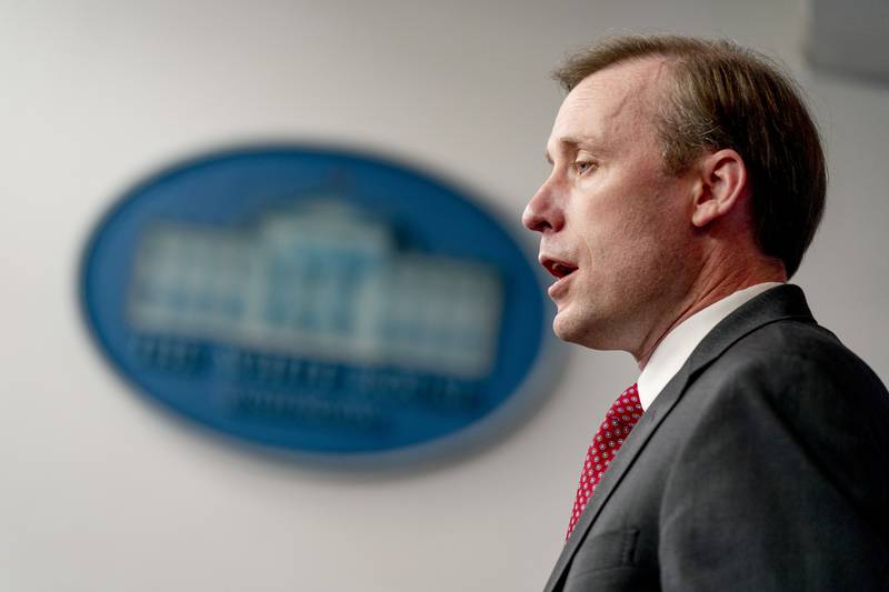 White House National Security Adviser Jake Sullivan gives an update about the talks with Russia at a press briefing at the White House in Washington. AP