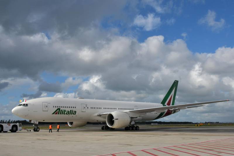 The Alitalia Boing 777 jetliner transporting Pope Francis prepares to take off. AFP