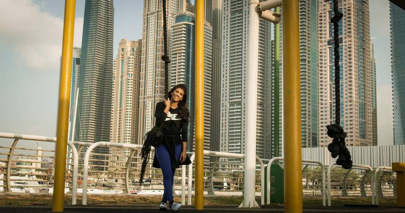 Amal Murad, who takes part in and coaches parkour. She learnt the freestyle sport by taking classes at her cousin's gym in Dubai. Courtesy Nike