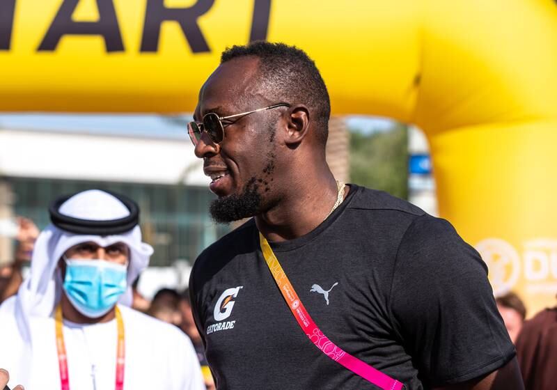 Usain Bolt at Expo 2020 Dubai to raise funds for charity.