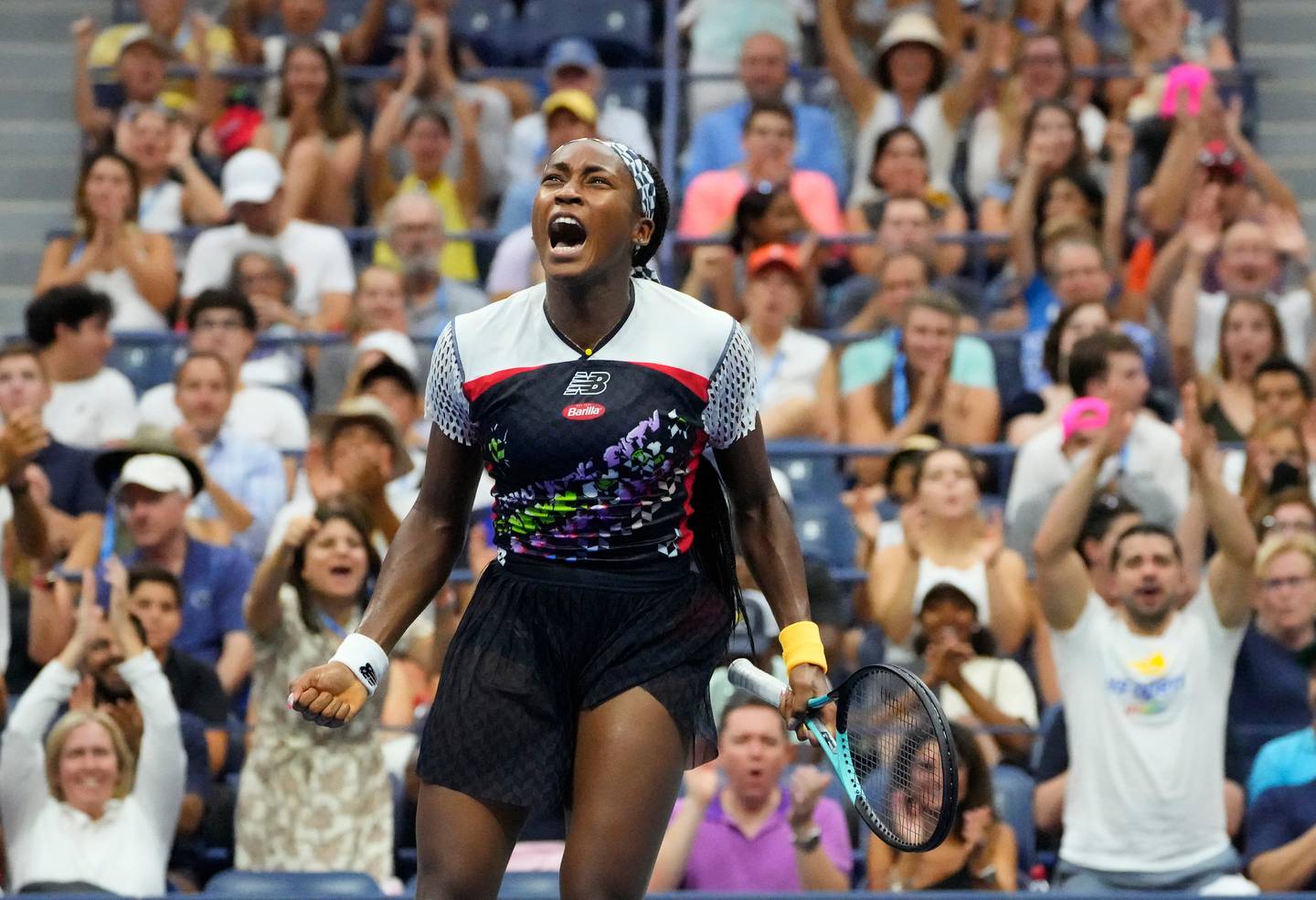 Coco Gauff of the USA after a winner against Zhang Shuai of China. Reuters
