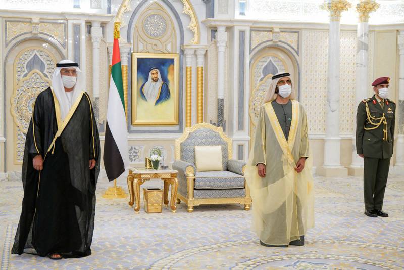 Sheikh Mohammed bin Rashid, Prime Minister and Ruler of Dubai, receives the credentials of the new foreign ambassadors to the UAE in a physically-distanced ceremony. Wam