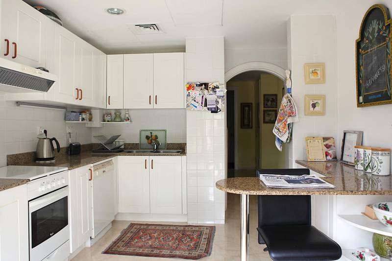 United Arab Emirates - Dubai - April 13, 2011.

HOUSE & HOME: This is the kitchen of "The Travel Collection" managing director Jacqueline Campbell's (cq-al) 6-year-old villa in the Springs in Dubai on Wednesday, April 13, 2011. Amy Leang/The National