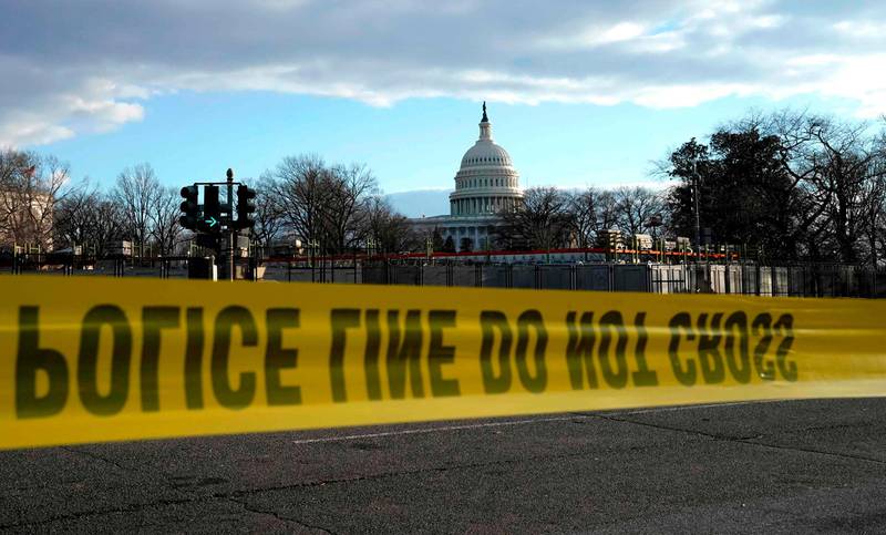 Police tape outside the US Capitol. AFP