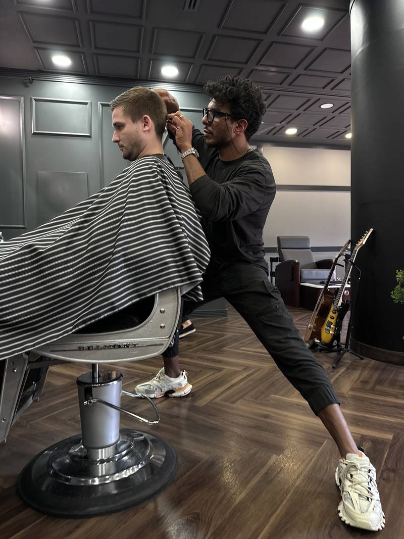 Carlos Gamal at CG Barbershop in Dubai Media City. Photo: CG Barbershop