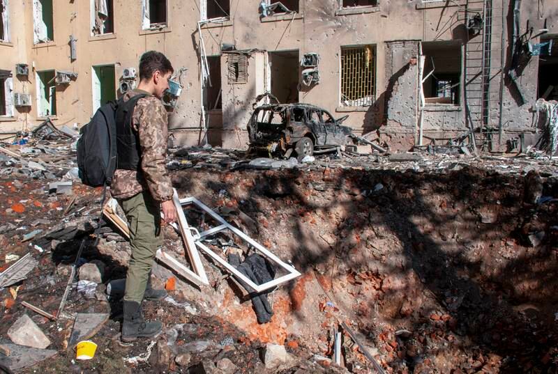 The aftermath of shelling in the eastern Ukrainian city of Kharkiv. EPA