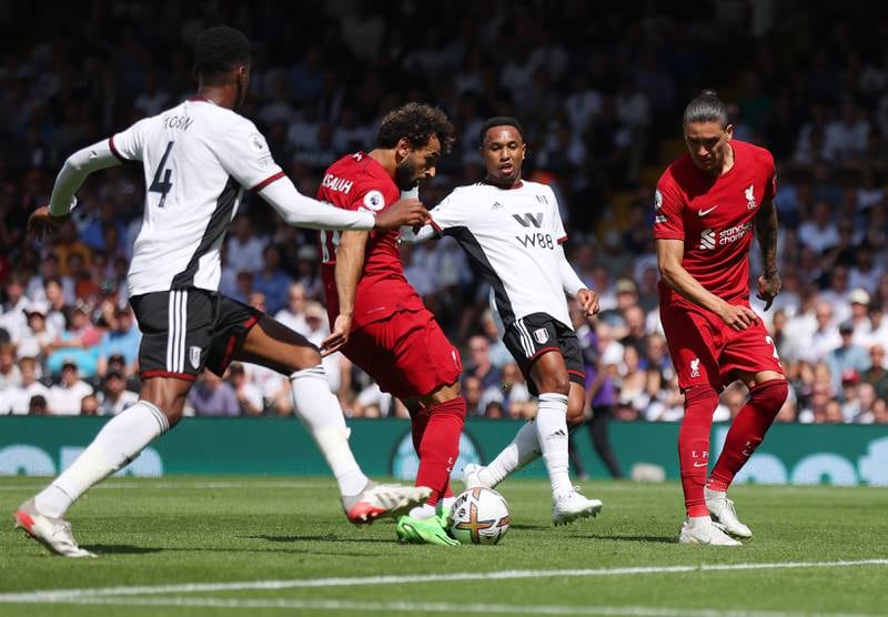 Mohamed Salah scores Liverpool's second. Getty