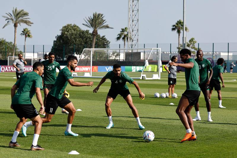 Saudi Arabia's players take part in a training session. AFP