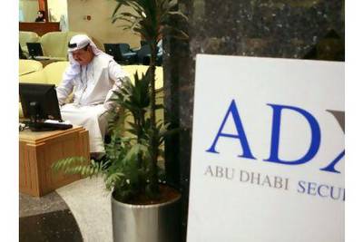 The Abu Dhabi Securities Exchange General Index rose slightly. Philip Cheung / The National
