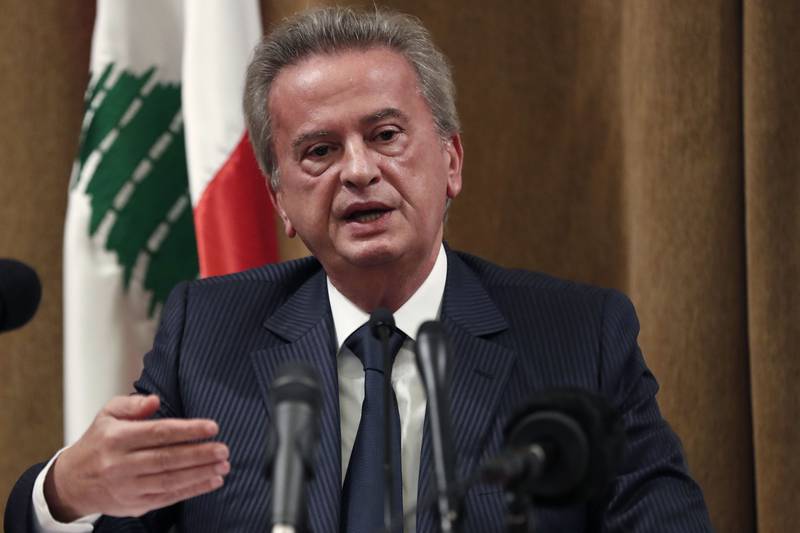Riad Salameh, the governor of Lebanon's central bank, has yet to confirm his attendance at Wednesday's scheduled questioning. AP