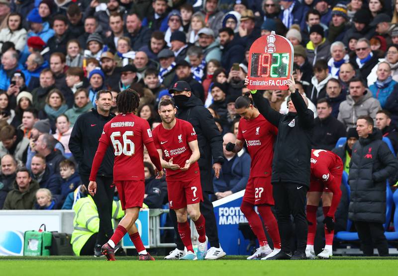 James Milner (On for Alexander-Arnold 59') 5: Provided support down right-flank for Salah. Stuck to task in difficult match-up against Mitoma. Reuters