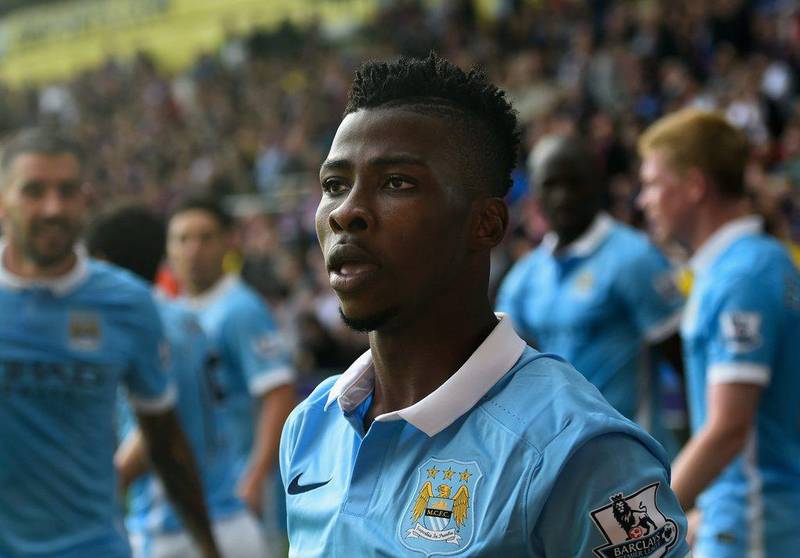 Manchester City's Kelechi Iheanacho during a Premier League match against Crystal Palace on September 12, 2015. Iheanacho joined Leicester City in the summer of 2017. Getty