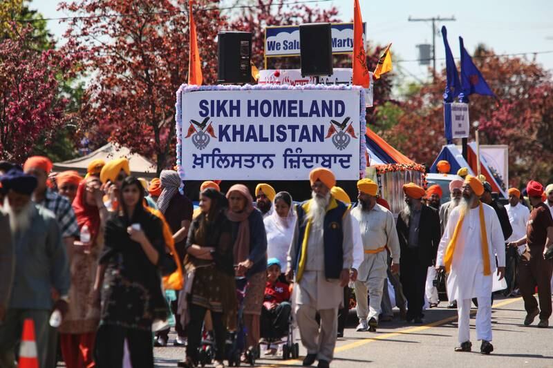 Canadian Sikhs call for a separate Sikh state in a protest in Malton, Ontario, in 2012. Getty