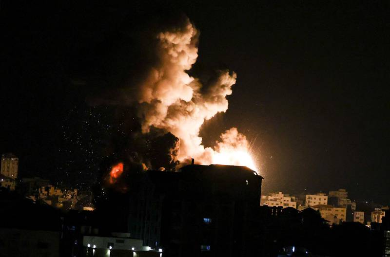 Fire billows from Israeli air strikes in the Gaza Strip, controlled by the Palestinian Islamist movement Hamas. AFP