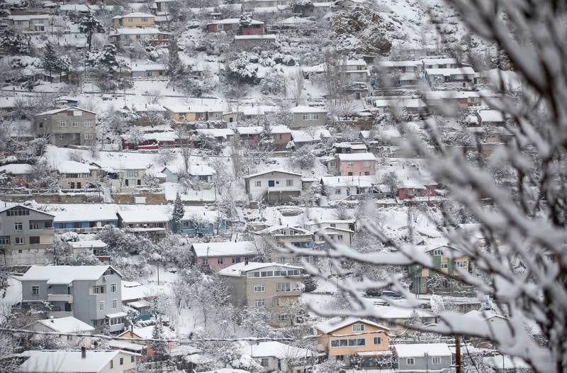 Snow-covered houses in the Gulsuyu district. The disaster co-ordination centre of Istanbul Metropolitan Municipality said the cold spell that began on January 21 was expected to continue for much of the week. EPA