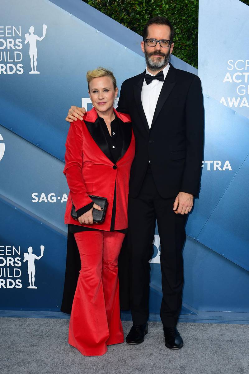 Patricia Arquette and partner arrive for the 26th Annual Screen Actors Guild Awards at the Shrine Auditorium in Los Angeles on January 19, 2020. AFP