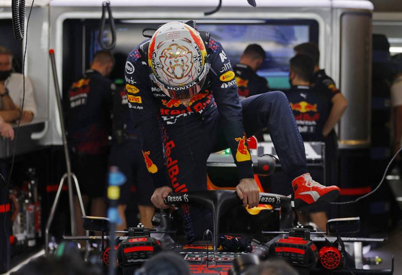 Red Bull's Max Verstappen getting in his car before practice. Reuters