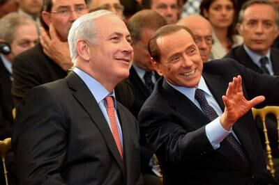 Israeli Prime Minister Benjamin Netanyahu and his Italian counterpart Mr Berlusconi at a press conference in Rome in June 2011. Getty