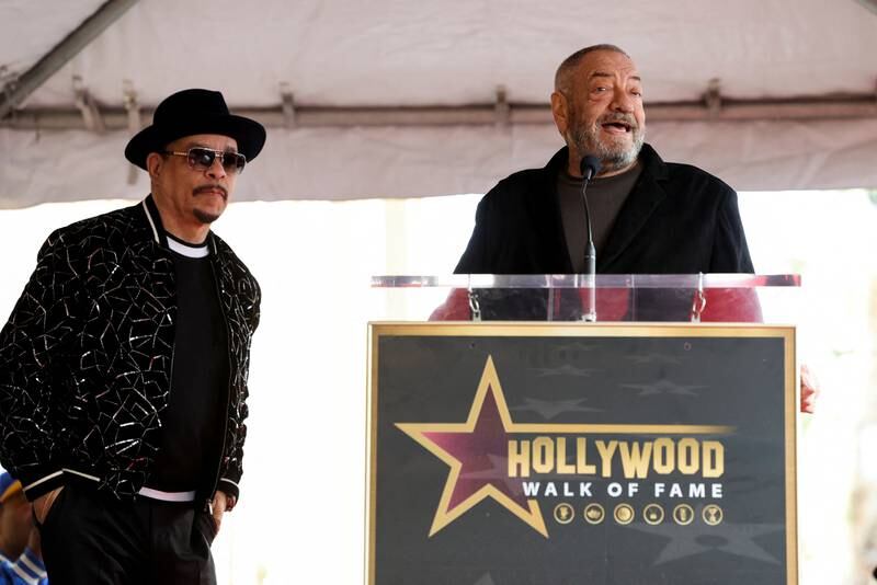 Ice-T looks on as producer Mr Wolf speaks about his 24 years of work with the actor and producer on Law and Order: SVU and other productions. Reuters