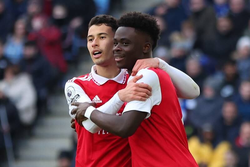 Gabriel Martinelli, left, and Bukayo Saka have been in excellent form for Arsenal this season. Getty