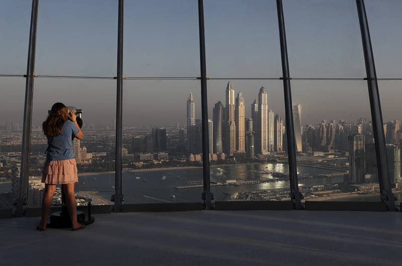 A view of Marina district towers from the observation deck of 'The View at The Palm Jumeirah' in Dubai. Photo: AP Photo