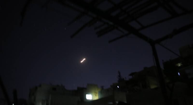Syrian air defences intercept missiles reportedly launched by Israel in the countryside near the capital Damascus, last year. EPA