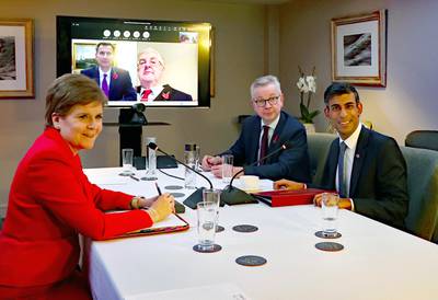 British Prime Minister Rishi Sunak meets with Ms Sturgeon in November 2022. PA