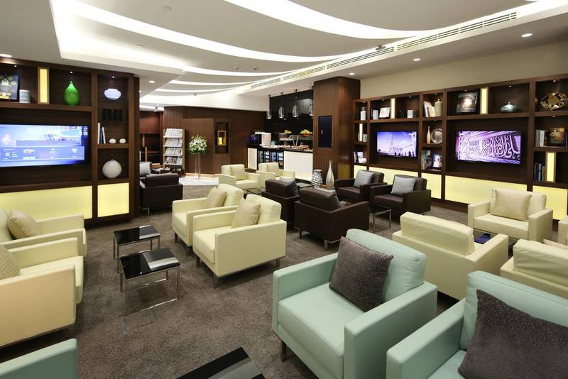 Gulf carriers are competing to pamper their premium passengers by adding luxury twists to cabins and lounges. Above, Etihad's Arrivals Lounge. Courtesy Etihad Airways