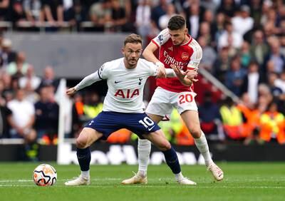 Jorginho (Rice, 45'): Had an absolute disaster as he gifted Spurs their second goal just as Arsenal had regained the upper hand. PA. Other subs: Nelson (Jesus, 77') N/A; Smith Rowe (Saka, 90') N/A.