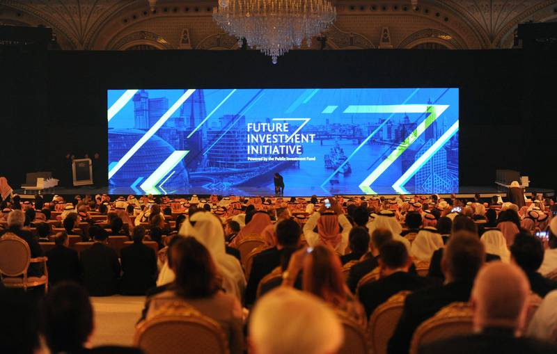 People attend the Future Investment Initiative (FII) conference in Riyadh, on October 24, 2017. The head of oil giant Saudi Aramco said that a lack of recent investments in the oil sector could lead to a shortage of supplies.  Fayez Nureldine / AFP
