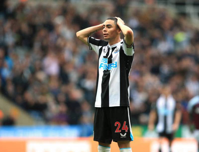 Miguel Almiron might be stopped from playing in Newcastle United's next match against Manchester United at Old Trafford. Getty