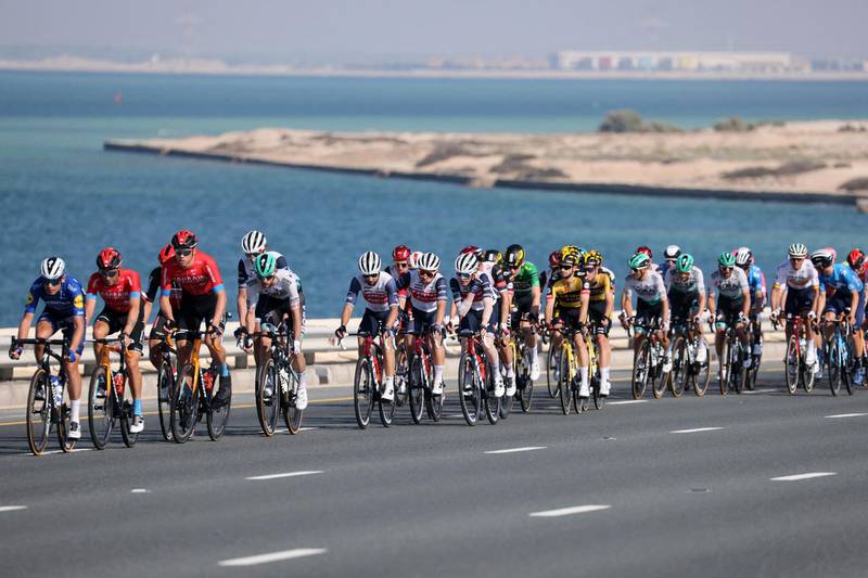The pack ride during the seventh stage of the UAE Tour. AFP
