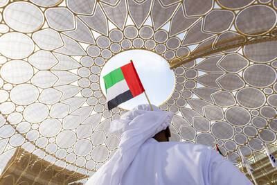 A visitor to Al Wasl Plaza, Expo 2020 Dubai. Photo: Expo 2020 Dubai