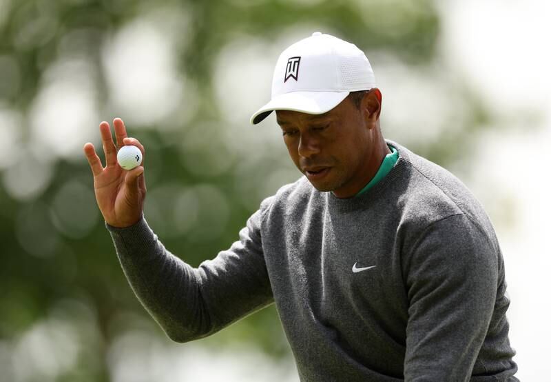 Tiger Woods of United States gestures. Getty Images