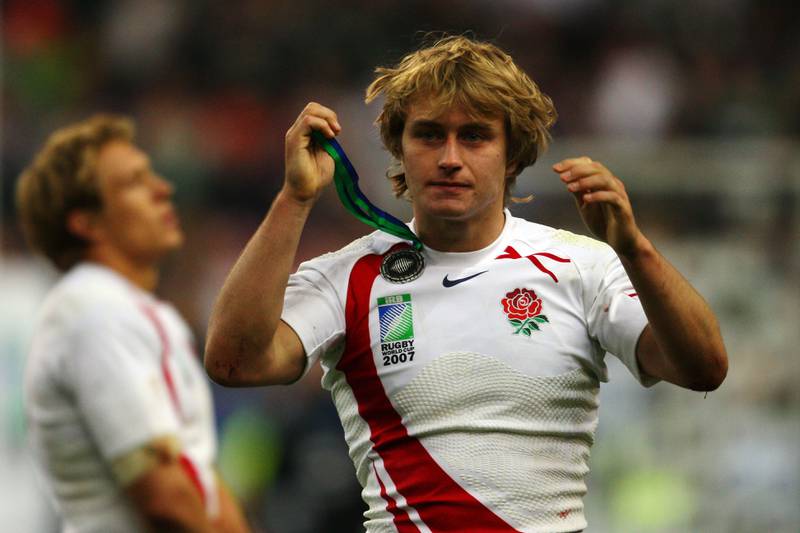 Mathew Tait of England removes his silver medal at the end of the 2007 Rugby World Cup Final between England and South Africa at the Stade de France on October 20, 2007. Getty