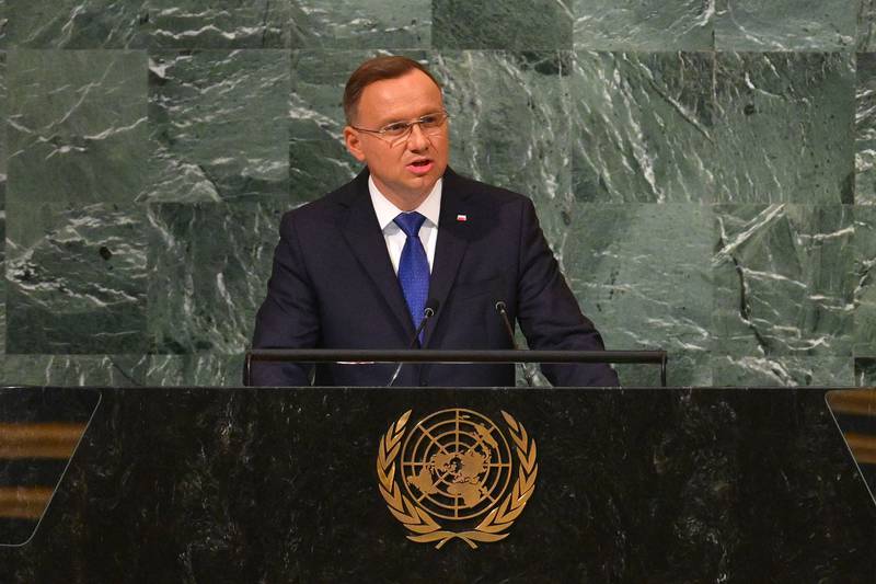 Polish President Andrzej Duda addresses the United Nations General Assembly in New York last month. AFP