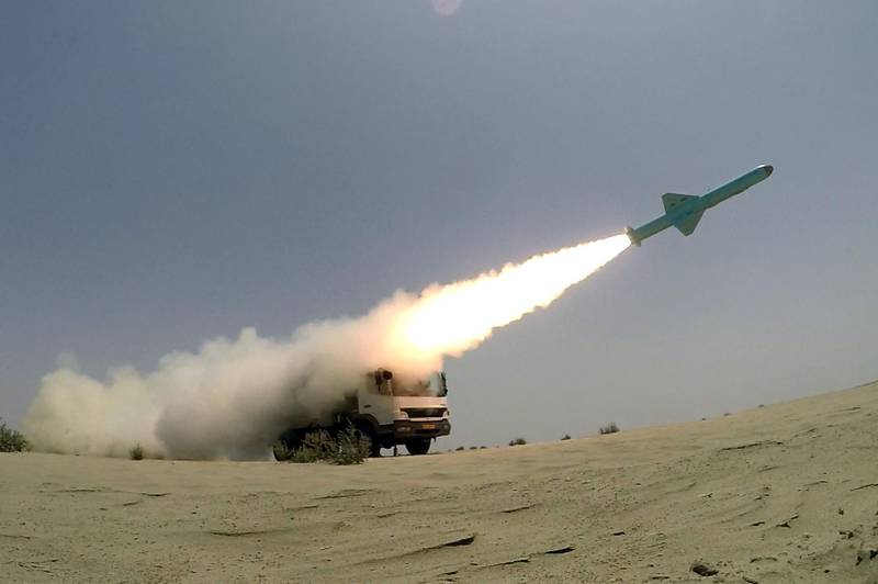 An Iranian locally made cruise missile is fired during war games in the northern Indian Ocean and near the entrance to the Gulf, Iran June 17, 2020. Picture taken June 17, 2020. WANA (West Asia News Agency) via REUTERS ATTENTION EDITORS - THIS PICTURE WAS PROVIDED BY A THIRD PARTY     TPX IMAGES OF THE DAY