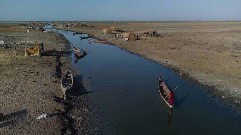 Fishermen are badly affected by low water levels in the marshes of southern Iraq.