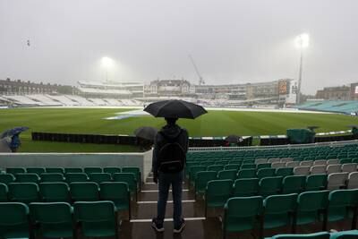 Play is abandoned due to the rain on day four of the fifth Ashes Test at The Oval. Getty