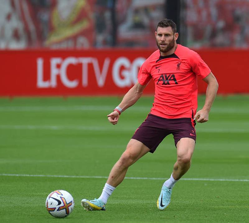 James Milner prepares for the match against Manchester United. Getty