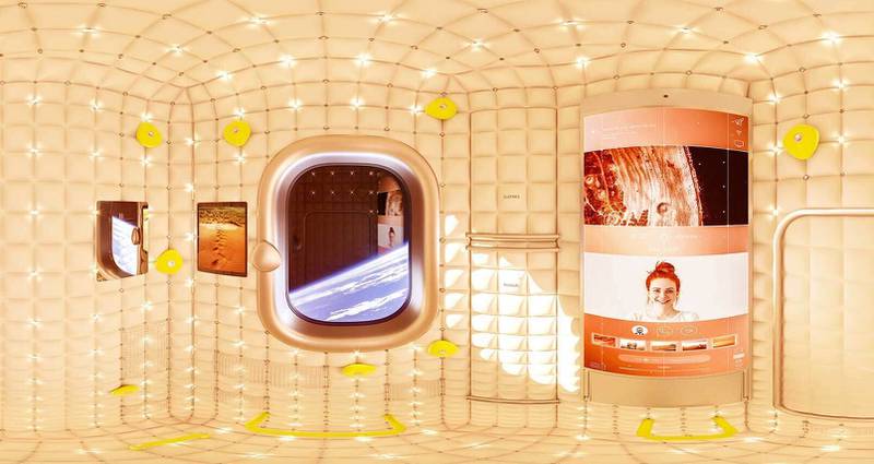 Inside the cabin of the Axiom Station, large windows would offer crew views of the Earth. Photo: Axiom Space