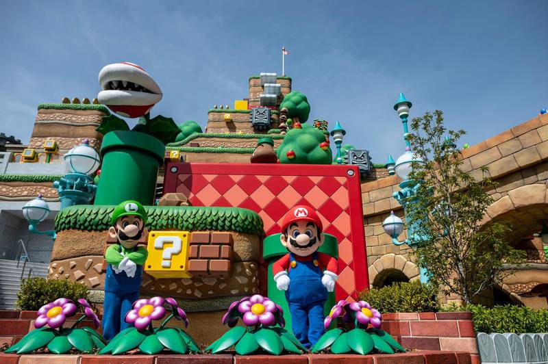 In this picture taken on March 17, 2021, shows a general view of the Super Nintendo World during a media preview at Universal Studios Japan in Osaka. / AFP / Philip FONG
